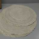 SHACOS Round Placemats Set of 4 Boho Braided Border Place Mats for Dining Tables Wedding Holiday Party (Ivory Bordered, 4)