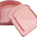 Pink Sandwich Container, Toast Shape Sandwich Box, Bread Container for Family or Adults, Plastic Food Storage with Lid, Sandwich Containers for Lunch Box(5.12 * 4.84 * 1.46in)