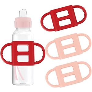 Impresa Baby Bottle Grips - Compatible with Dr. Brown Baby Bottles - 4-Pack Pink Fits 2.5-Inch Diameter - Easy-Grip Sippy Cup Handles & Stable Anti-Roll Design