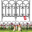 AMAGABELI 10 Panels 17in(H)10ft(L) Decorative Garden Fences and Borders for Dogs No Dig Rustproof Metal Fence Panels Garden Edging Border Animal Barrier Fencing for Flower Beds Yard Patio Decor Black