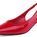 JENN ARDOR Sling back Heels for Women Low Heels Dress Shoes Kitten Pumps Dressy Heeled Sandals Wide Width Fashion Casual Shoes (8, Passion Red)