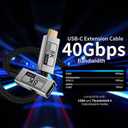 Long USB C Extension Cable 10FT Compatible with Thunderbolt 5,40Gbps Data & 240W Charging, 8K@120Hz Video for Display, Type C Male to Female Extender for Thunderbolt 4/3 /SSD/USB Hub/Dock