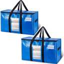 TAILI Extra Large Moving Bags, 2 Pack Blue Heavy Duty Totes For Storage with Visible Window, Wrap Around Handles, Storage Bags for Space Saving, Alternative to Moving Boxes