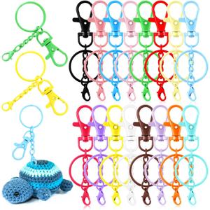 64 Pcs Colorful Swivel Snap Hook with Key Rings Lobster Claw Clasps Keychain Making Kit Swivel Clasps Lanyard Clips Hooks for Jewelry DIY Crafts Christmas Gift (Extended Type,16 Colors)