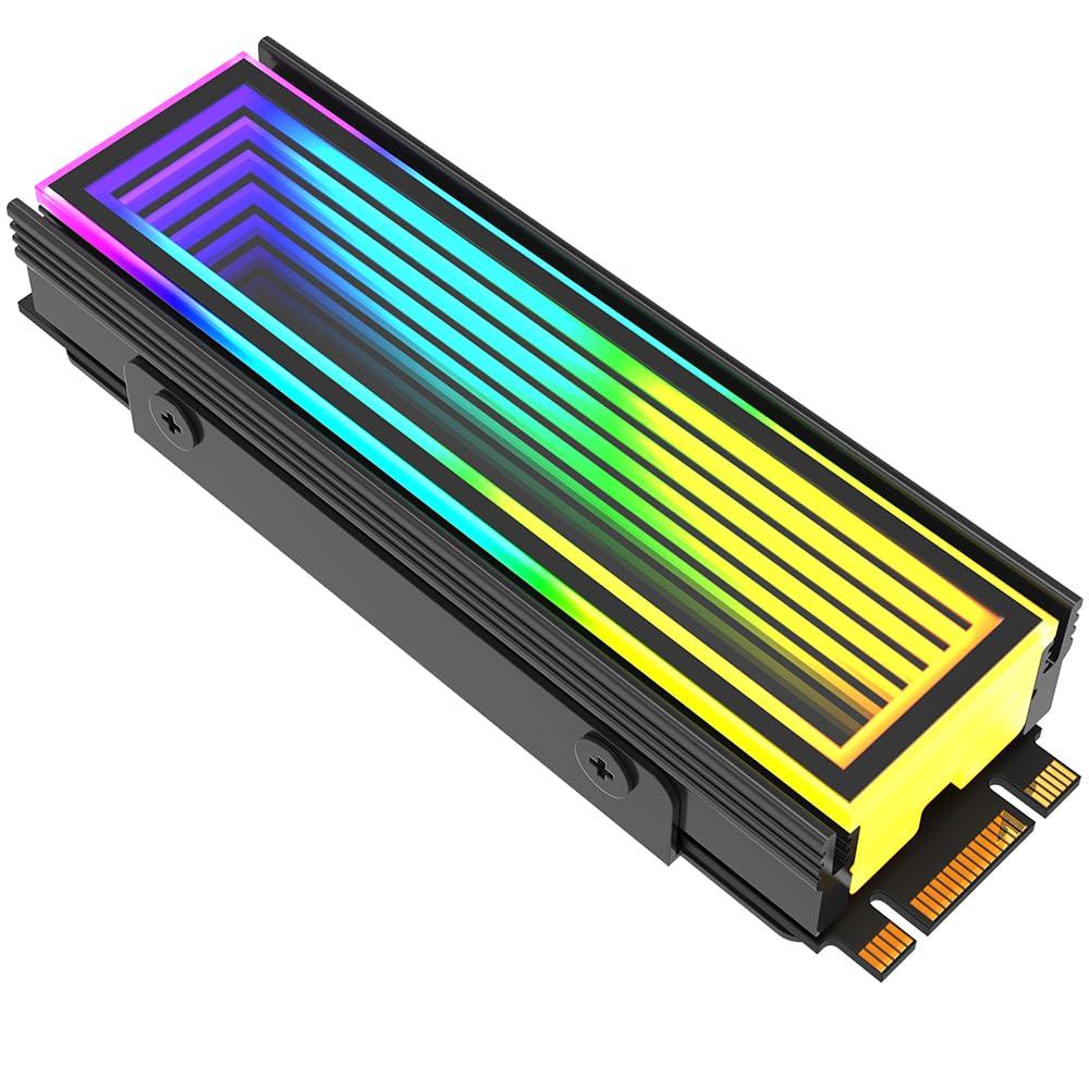 ARGB M.2 Heatsink SSD Heat Sink with Thermal Pads, Aluminum 2280 M2 5V 3Pin Addressable RGB Sync OPENRGB NVME Heatsink for M.2 2280 Nvme SSD
