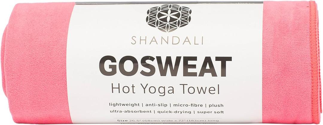 Shandali GoSweat Non-Slip Hot Yoga Towel with Super-Absorbent Soft Suede Microfiber in Many Colors, for Bikram Pilates and Yoga Mats. (72.00" x 26.50", Lemonade Pink)