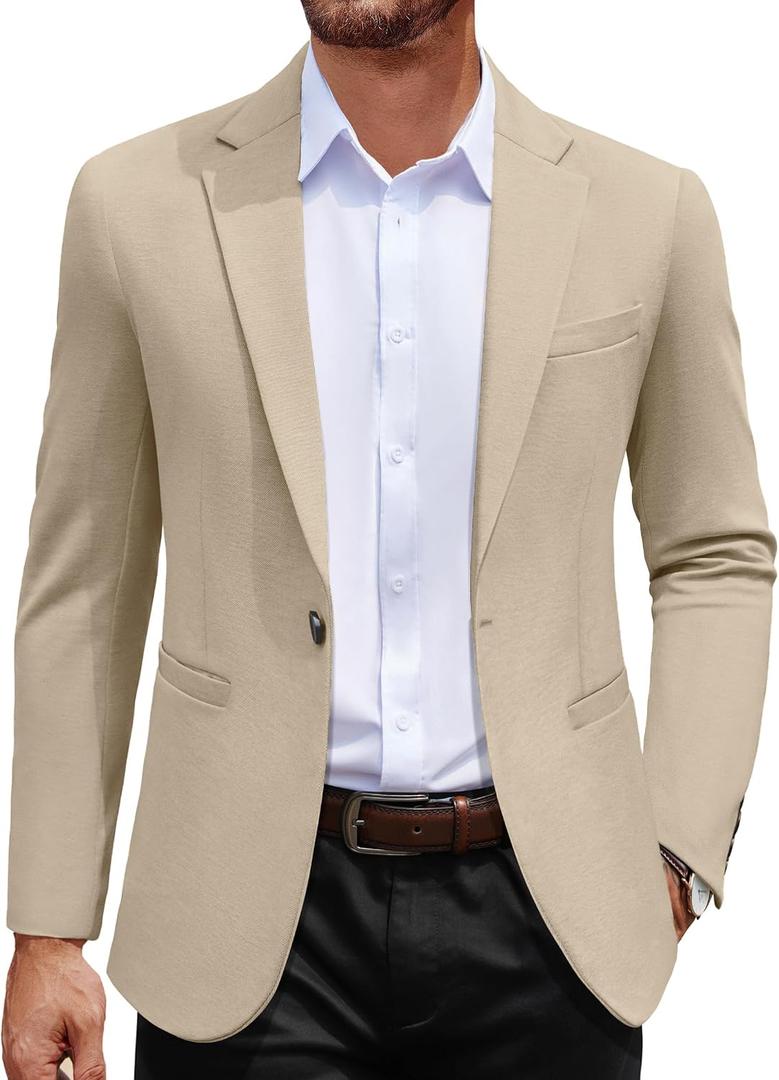 COOFANDY Men's Casual Blazer Jacket One Button Suit Jackets Lightweight Knit Sport Coat ,S