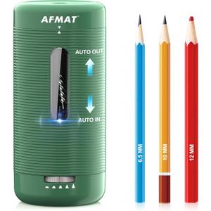 AFMAT Electric Pencil Sharpener, Fully Automatic Pencil Sharpener, Auto in & Out, Rechargeable Hands-Free Sharpeners for Jumbo & Colored Pencils (6.5-12mm), Portable for Home/Classroom/Office PSC2