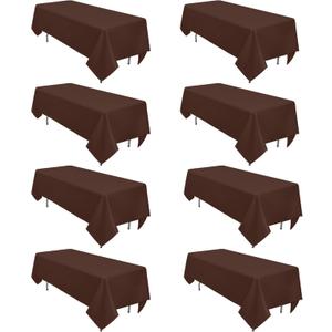 8 Pack Brown Table Cloth 60 x 102 Inch Rectangular Tablecloths for 6 Foot Rectangle Tables, Wrinkle Resistant Brown Tablecloth Washable Polyester Fabric for Buffet Wedding Party Banquet