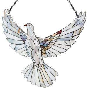 Dove Ornaments Decor for Window Hanging, Dove Lover Gifts for Women Men, Farm Animal Home Wall Room Decorations, Christmas 2D Flat Acrylic Ornamnet