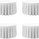 BRILLMAX 6 Pack White Round Tablecloths 120 Inch - Circle Bulk Linen Polyester Fabric Washable Table Cloth Cover for Wedding Reception Banquet Birthday Party Buffet Restaurant