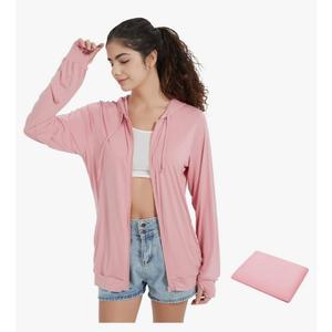 QBK Light Weight Zip Up Hoodie Thin Summer Jacket For Women. small
