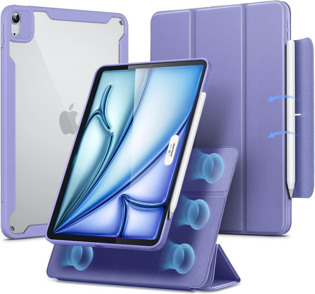 ESR for iPad Air 11 Inch Case M4/M3/M2 (2026/2025/2024), iPad Air 5th/4th Gen Case (2022/2020) 10.9 Inch with Pencil Holder, Removable Magnetic Cover, Vertical Stand, Rebound 360 Series, Purple
