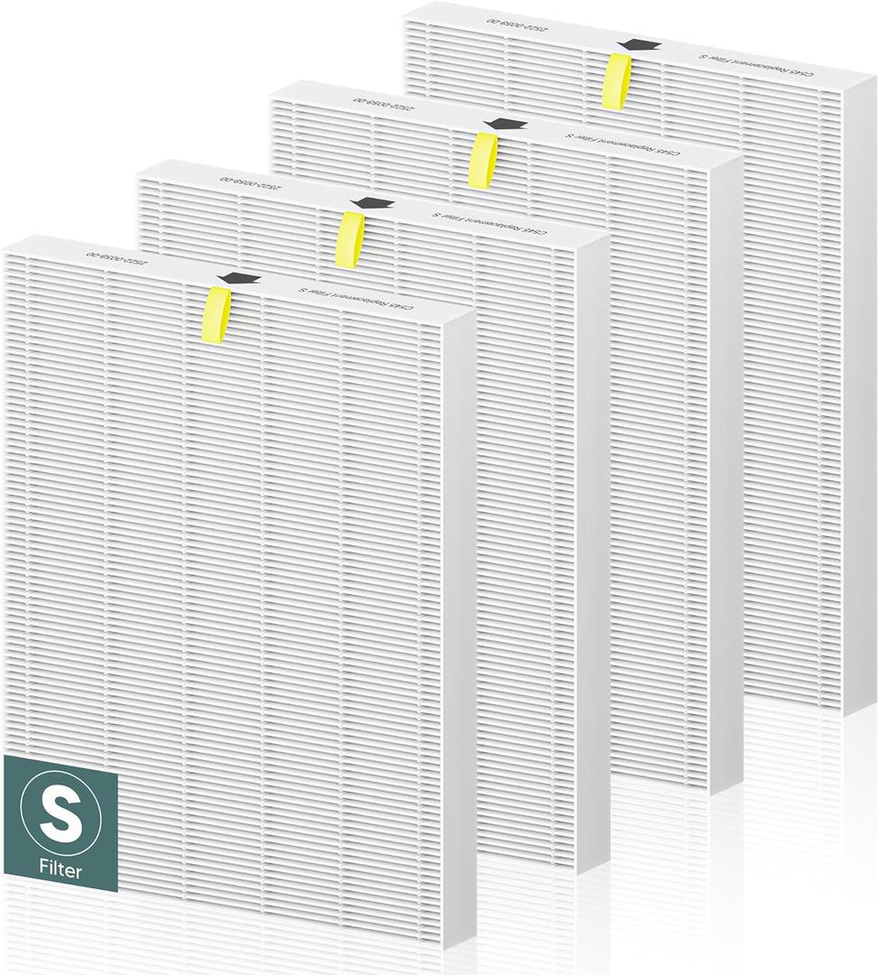 PETOX C545 Replacement Filter S Compatible with Winix C545 Air Purifier and Winix C545 Replacement Filter S 1712-0096-00 and 2522-0058-00, 4 Pack High Efficiency H13 Ture HEPA Filter