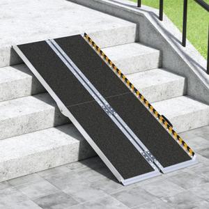 Houseables Wheelchair Ramp, Portable Ramps for Steps, 6FT, Aluminum, Non Slip, Foldable, Handicap Stairs Threshold, Removable Stair Entry, Wheel Chair Access for Home, Mobility Scooter, Walkers