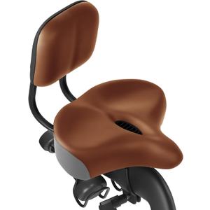 MOONCOOL Oversized Bike Seat with Backrest, 11.5"  9.5" Wide Padded Saddle with Back-Support Cushion, Fits 7/8 (22.2 mm) Seat Posts for Bicycle, Tricycle & Exercise Bikes (Light Brown)