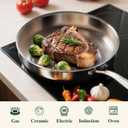 12 Inch Tri-Ply Stainless Steel Frying Pan, Frying Pan with Lid, PFOA/PTFE Free Skillet, Induction Cooking Pans, Dishwasher & Oven Broiler Safe 600F, Professional Cookware, Heavy Duty & Even Heat