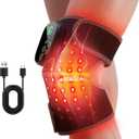 Cordless Red Light Therapy Knee Heating Pad with Heat - 660nm&850nm Knee Brace with 5 Heating Levels, 5000mAH Rechargeable Battery for Knee Shoulder Elbow, Gifts for Men Women, Black 1PC