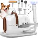 Dog Grooming Vacuum Kit - 3L Vacuum with 7 Tools, Low Noise Electric Clipper and Brush for Pet Shedding at Home, White