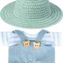 2 x Clothes for Labubu (NO Doll), 17CM Dolls Clothes, Dolls Outfit with Accessories, 3 Piece Set Hat Clothing, Boys and Girls Stylish Adorable Doll Clothes Accessories (Blue)