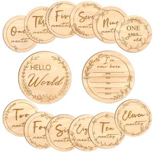 Baby Monthly Milestone,Beautiful Baby Milestone Signs-7 Double Sided Marker Wooden Circles Discs Newborn Photography Prop, Pregnancy Journey Birth Announcement Sign Baby Boy and Girl Gift Sets