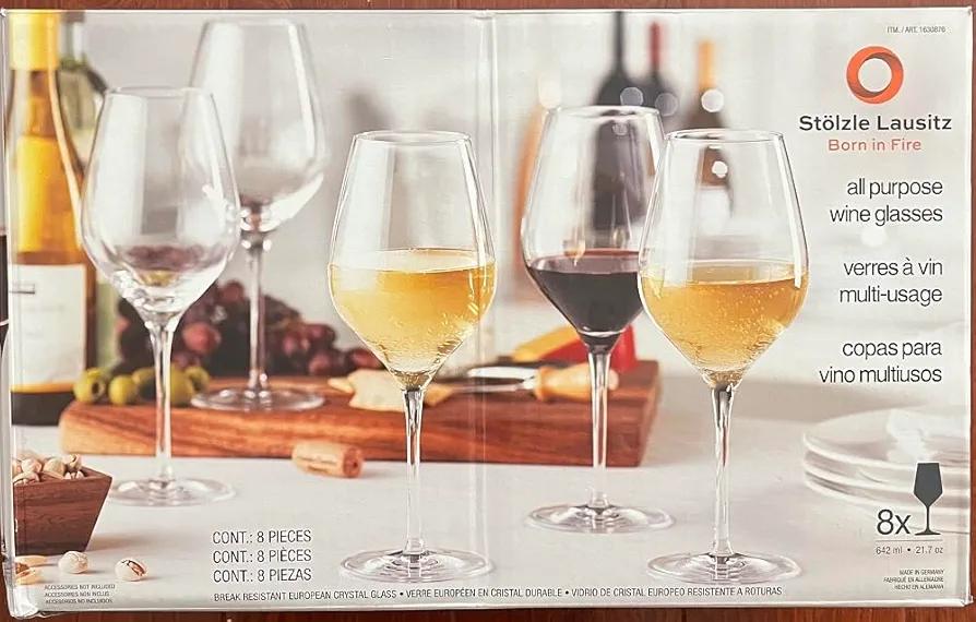 Stolzle Lausitz 8 Piece Set All Purpose Wine Glass 21.7 oz.