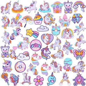Tigeen 48 Pcs Unicorn Patches Iron on Unicorn Patches Bulk for Hats Clothes Sew on Applique DIY Accessory for Backpack Pants Jeans