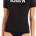 Hurley Women's One and Only Short Sleeve Rash Guard (Medium, Black)