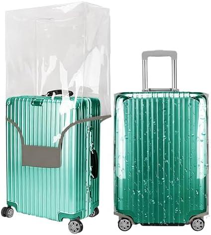 GigabitBest Clear PVC Suitcase over for Luggage Protectors, 24 inch luggage cover，0.4mm Thick PVC luggage Protectors cover for Wheeled Suitcase 24''