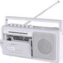 Cassette Tape Player and Tape Cassette Recorder with Bluetooth Boombox, AM/FM Radio, USB, Earphone Jack, Built-in Microphone, DC/AC Powered, Portable Cassette Player Recorder(White)