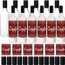 Maxcheck 12 Set 25 oz Christmas Coquito Bottles Plastic Wine Bottles Christmas Botellas Para Coquito with Caps Label Stickers 750ml Empty Brewing Container for Bar Party(Clear,Beautiful)