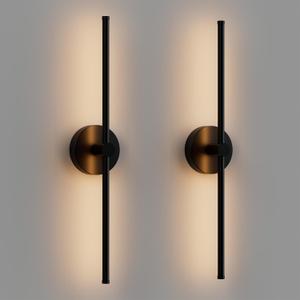 ZAGO 24 Inch LED Indoor Linear Wall Sconces Set of Two, 3CCT Switchable, Matte Black, Hardwired and Wall Mounted, Dimmable for Living Room, Hallway, Bedroom, 120-277V, 14W, 900LM, ETL Certified