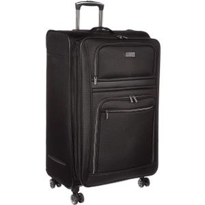 Kenneth Cole REACTION Rugged Roamer Lightweight Softside Expandable 8-Wheel Spinner Luggage, Black, 28-Inch Checked