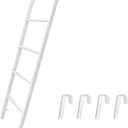 55inch White RV Bunk Bed Ladder, 55Inch Heavy Duty Travel Trailer Bed Ladders, Metal Camper Bunk Bed Ladder with 4 Hook and Foot Caps, 330 LBS Loading Twin Bed Step Ladder Portable Stairs Steps