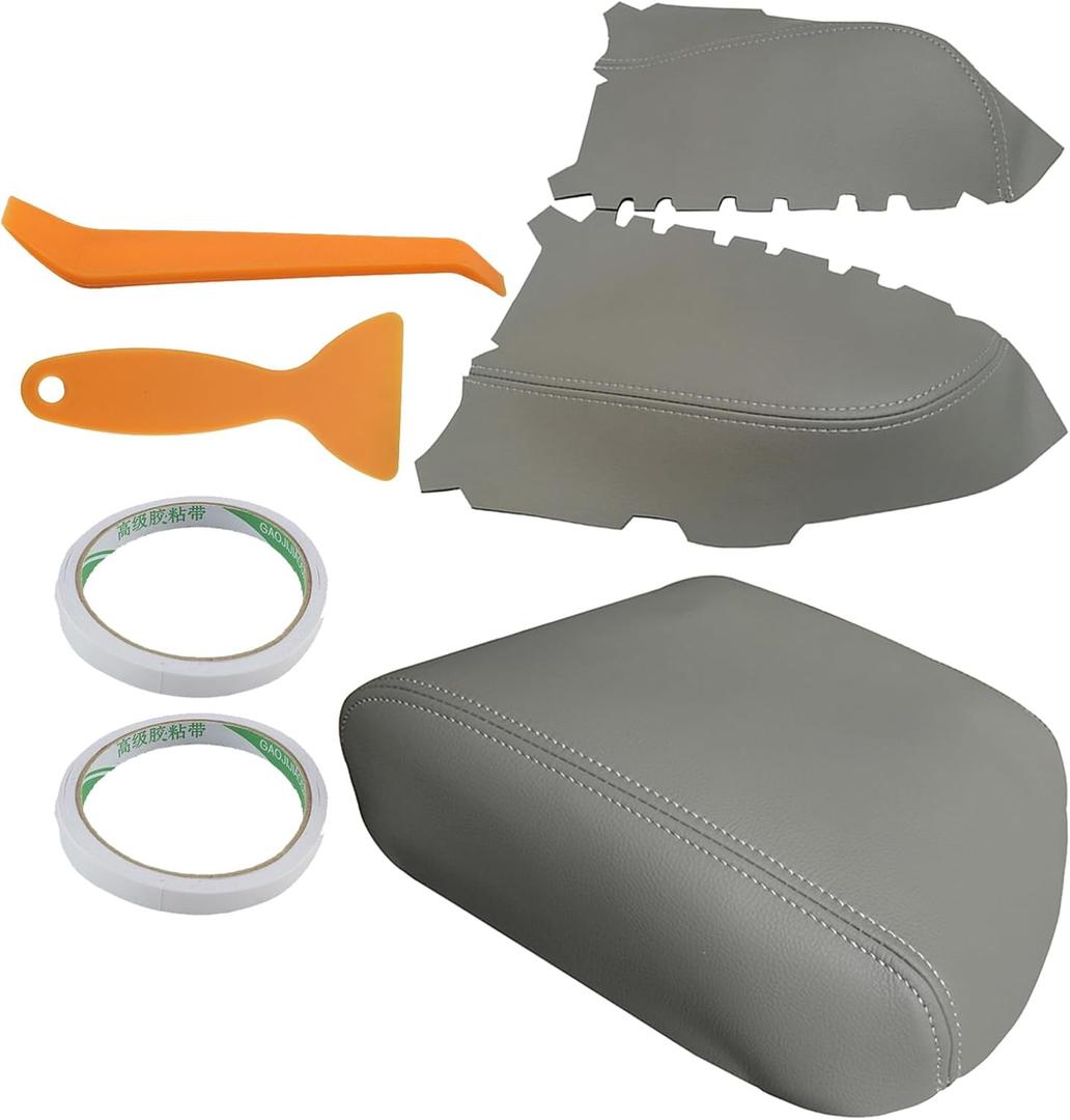 MOTOALL Gray Center Console Lid Front Door Panels Armrest Cover for Honda Pilot 2009-15