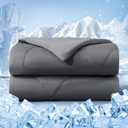 Cooling Comforter Queen Size, Double-Sided Cold Tech Fabric Quilted Bed Comforters Cooling Blanket for Hot Sleepers, Breathable Lightweight Summer Bedding, All-Season Ice Blanket, Dark Gray