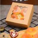 Bakepacker 100pcs Kraft Bakery Boxes with Window 6x6x3 inches Thick & Sturdy Macaroon Pastry Boxes Cookie Boxes for Bakerys