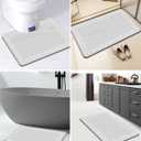 TBEECOZY Bath Mat Non Slip, Large Size Thin Quick Dry Absorbent Washable for for Bathroom Floor, Shower, Sink - Post-Shower Use, Fits Under Door Easy to Clean, Silver White,16"x24" (15.723.6)