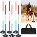 6 Set Pole Bending Poles for Horses 6FT Adjustable Training Equipment with Pole Bending Bases for Horses Football Basketball Speed