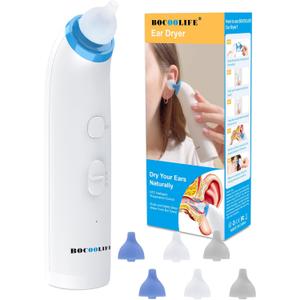BOCOOLIFE Ear Dryer Ear Moisture Water Removal with 7 Ear Tips, Ear Drying Device, Electronic Warm Air Ear Water Remover for Swimmers, Showering, Water Sports, Surfing, Scuba Ear Dryer Machine