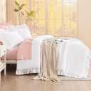 Litanika White Comforter Queen Size Set, 3 Pieces Ruffle Shabby Chic Farmhouse Women Vintage Aesthetic Bedding Set & Collections, Winter Fluffy Microfiber