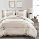 Lush Decor Comforter Farmhouse Stripe, King, Neutral