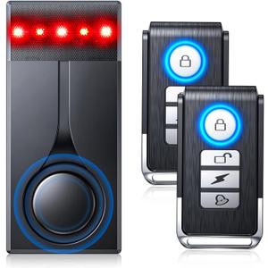 108dB Car Alarm System, Car Anti-Theft Vibration Sensor Alarm & Red Light, 2 Wireless Remote, Anti Theft Vehicle Device with Magnetic Install Design for RV, SUV, Truck (Upgrade 4.0)