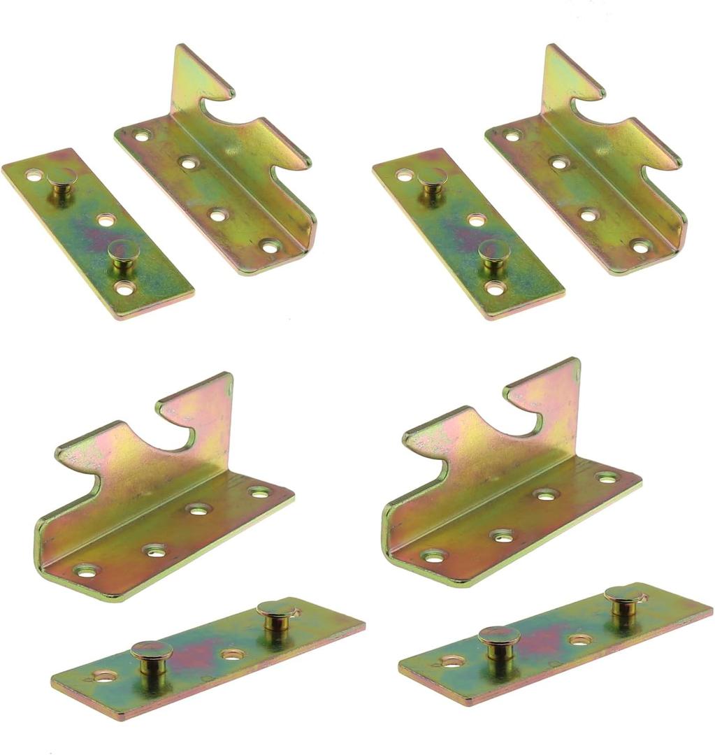 DGZZI 1 Set 83x33x26mm Bed Insert Fitting and Matching Screw Heavy Duty Alloy Steel Bed Rail Bracket Furniture Connector for Bedposts Bed Rail Headboard