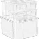 Sorbus 6-Piece Art Supply Storage Organizer Stackable Craft Storage with Hinged Lids Art, Yarn, Ribbon, Bead Organizers