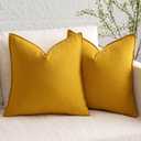 MIULEE Pack of 2 Decorative Linen Pillow Covers Spring Boho Farmhouse Modern Soft Accent Throw Pillows Neutral Cushion Covers for Sofa Couch Bed Living Room Home Decor, 18x18 Inch Yellow
