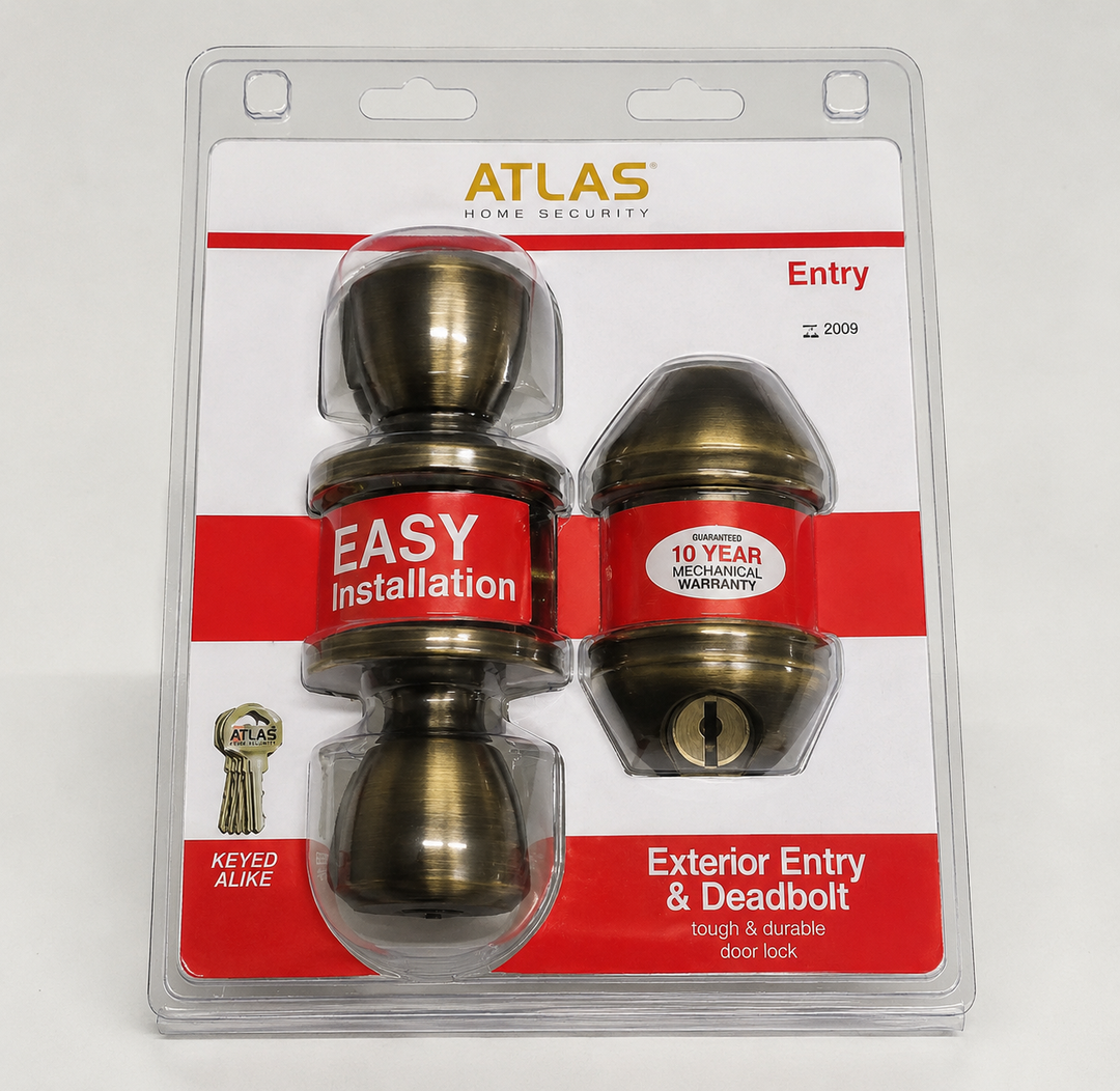 Atlas Home Security Exterior Entry Deadbolt Keyed Alike 8955 Pick Resistant, Bronze