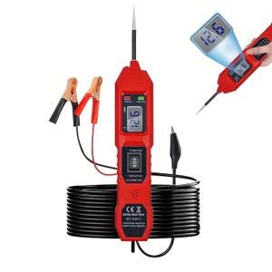 Power Circuit Probe Tester, 6V-24V DC Automotive Car Electric Fuse & Voltage Tester with LED Test Light, HD LCD Readout, Overload Protection, Short Circuit Finder with 14.7FT Cable