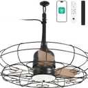 Orison Outdoor Ceiling Fans with Light, 28'' Wet Rated Outdoor Hanging Fan for Gazebo, Plug in Caged Lighting for Pergola Canopy, Hanging with Hook, 3 Color LED Light, Waterproof (28IN)