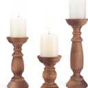 Rustic Wooden Pillar Candle Holders Set of 3, 12'' 9'' 6'' Farmhouse Wood Candle Stand for Table Centerpieces, Vintage Tall Candleholders Fireplace Mantel Decor for Living Room, Brown